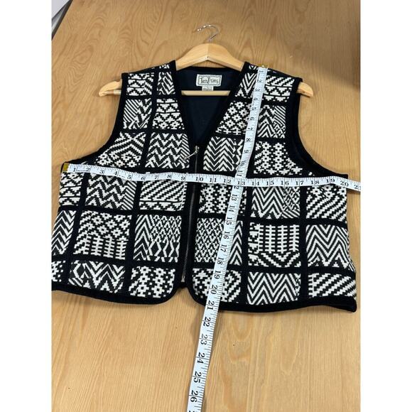 Women’s VTG Vest 90s Corduroy Trim Black Zip Up  Cottage Ruffle TanTrums Large - Picture 5 of 6